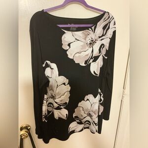 Chico's Black and White Floral Top